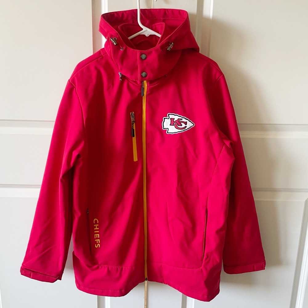 NFL Kansas City Chiefs Removable Hood Shell Jacket Coat Size Large